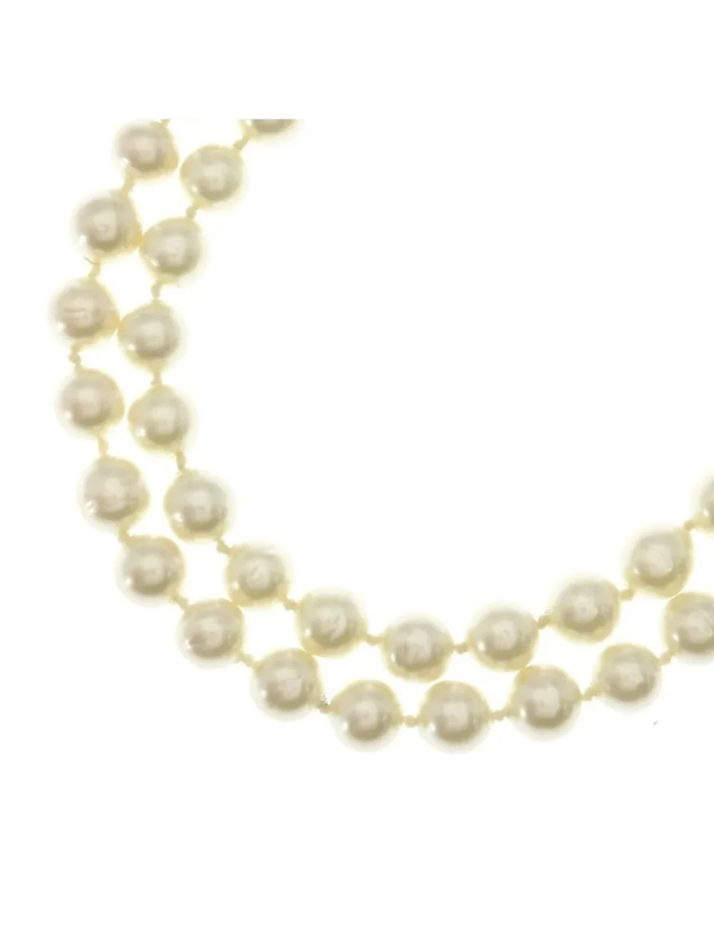 Chanel Pearl Long Chain Necklace White Gold